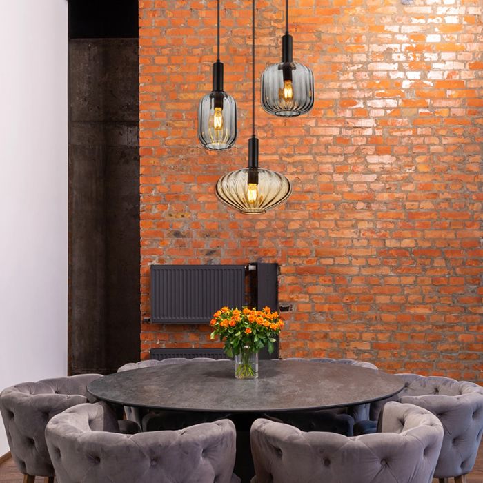 Design eettafel hanglamp rookglas, Marjolein