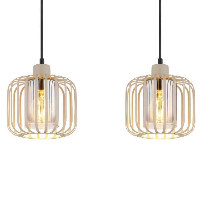 Beige industriële eettafel hanglamp metaal, Jolanda