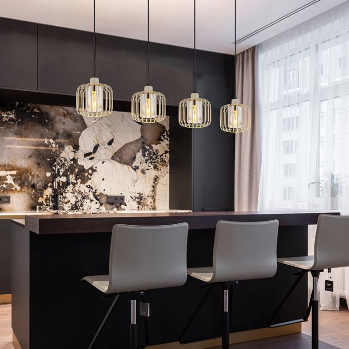 Beige industriële eettafel hanglamp metaal, Jolanda