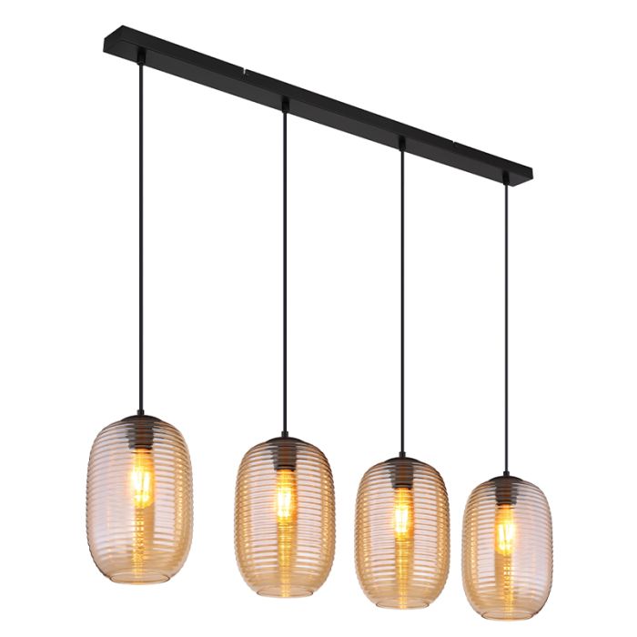 Amberkleurige design hanglamp glas, Arina