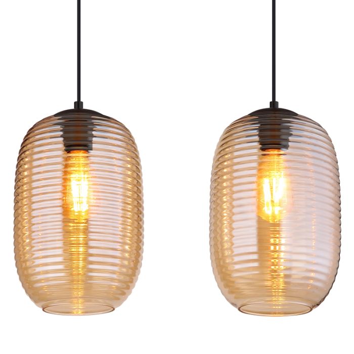 Amberkleurige design hanglamp glas, Arina