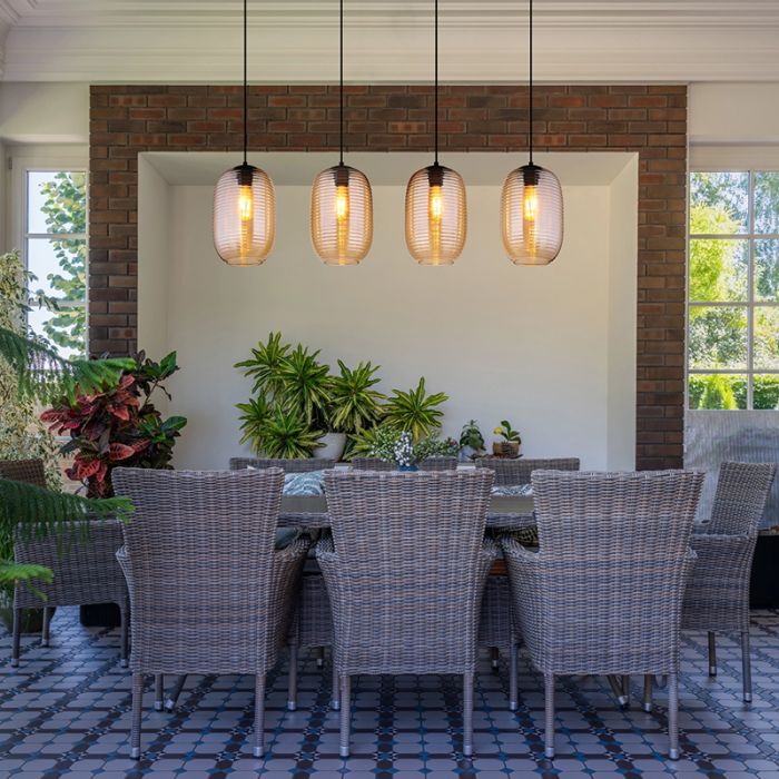 Amberkleurige design hanglamp glas, Arina
