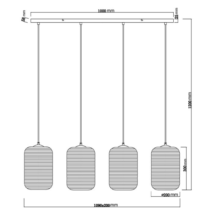 Amberkleurige design hanglamp glas, Arina