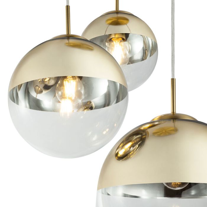 Design eettafel hanglamp Novia, goud, glas