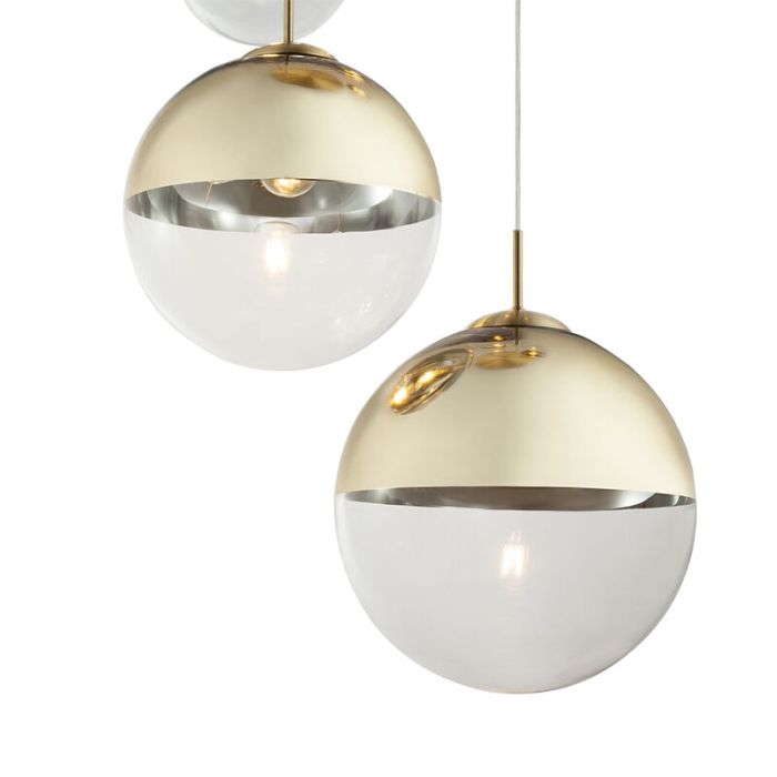 Design eettafel hanglamp Novia, goud, glas