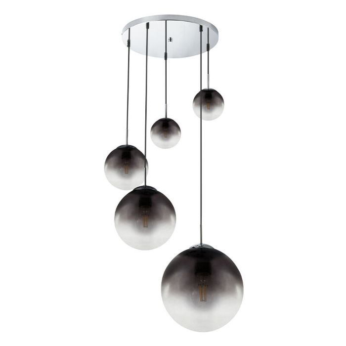 Design eettafel hanglamp Novia, chroom, glas