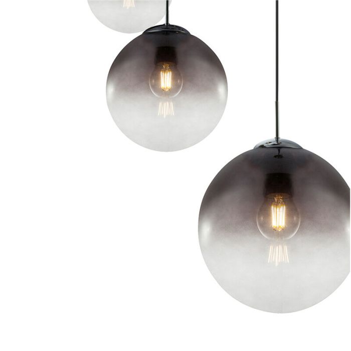 Design eettafel hanglamp Novia, chroom, glas