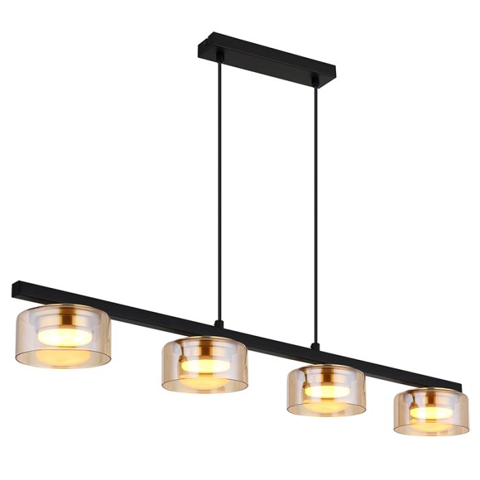 Amberkleurige design eettafel hanglamp metaal, Jamahl