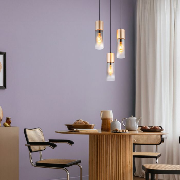 Bruine design eettafel hanglamp metaal, Xena