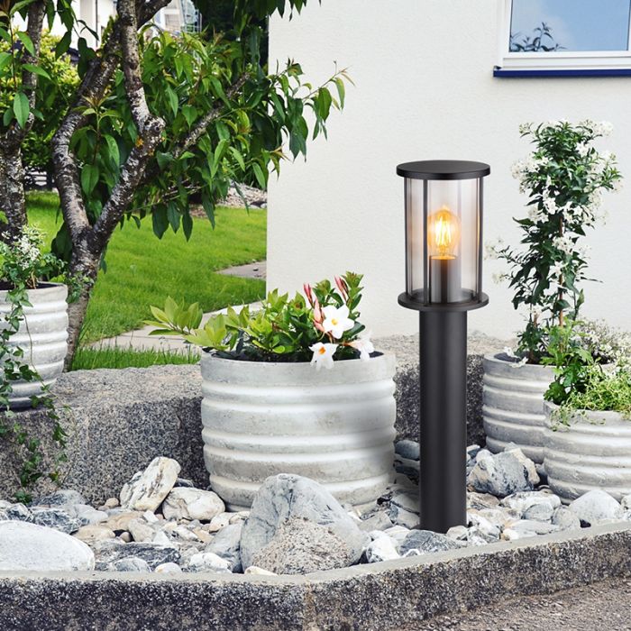 Zwarte moderne buitenlamp rvs, Kors, IP54