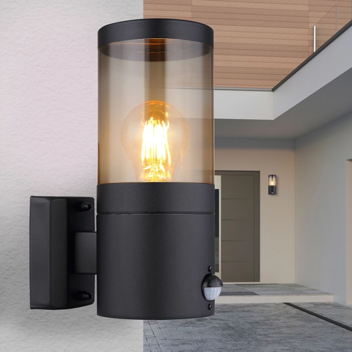 Zwarte moderne buitenlamp rvs, Lambert, IP44