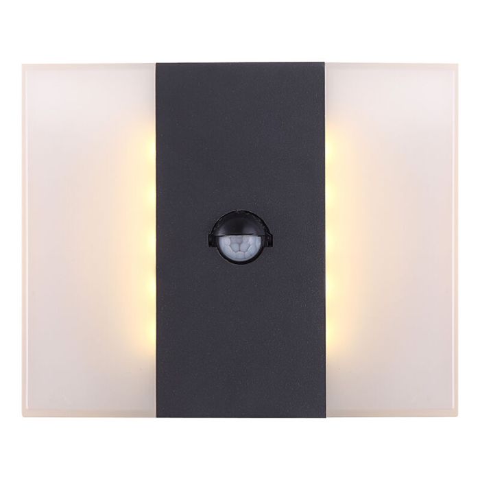 Moderne buiten wandlamp met bewegingssensor Asten, grijs, metaal, 3000K LED