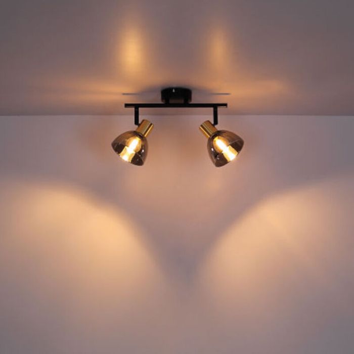 Gouden plafondspot Arthur, glas, modern