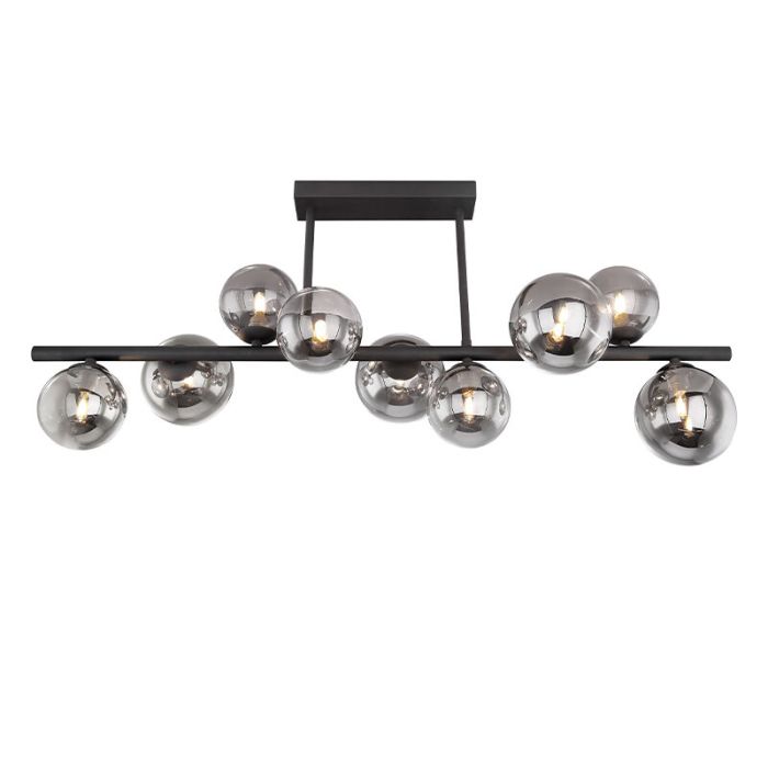 Design plafondlamp Melinda, zwart, rookglas