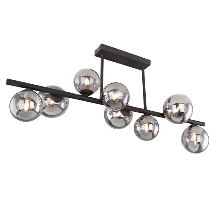 Design plafondlamp Melinda, zwart, rookglas