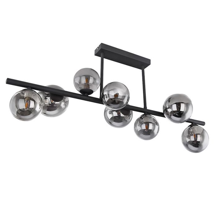 Design plafondlamp Melinda, zwart, rookglas