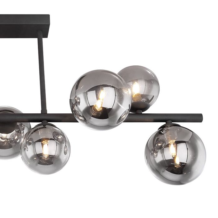 Design plafondlamp Melinda, zwart, rookglas