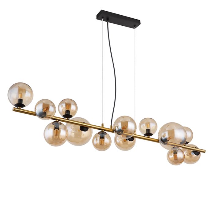 Amberkleurige design hanglamp glas, Melinda