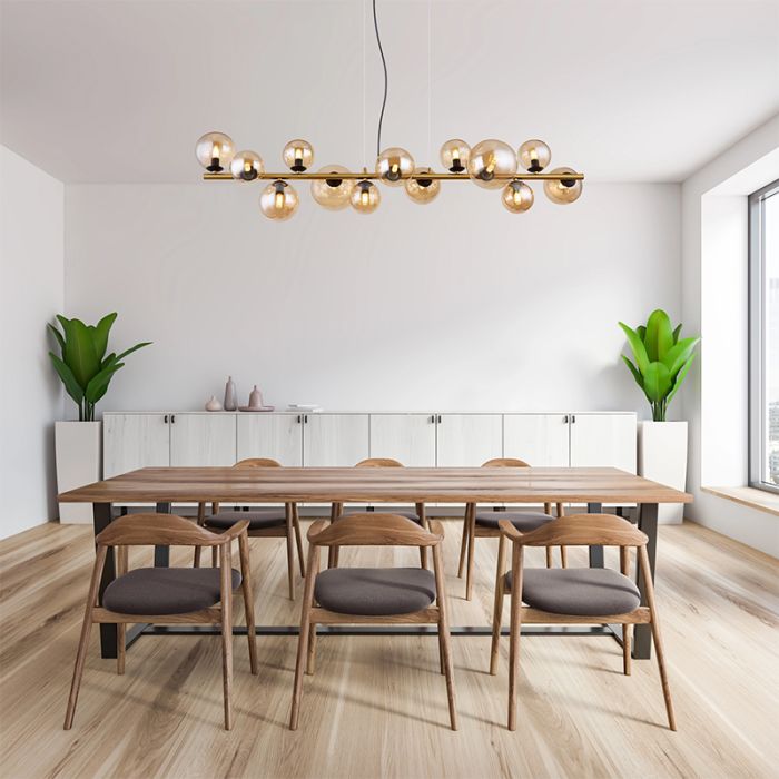 Amberkleurige design hanglamp glas, Melinda