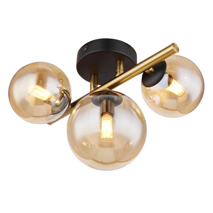 Amberkleurige design plafondlamp glas, Melinda
