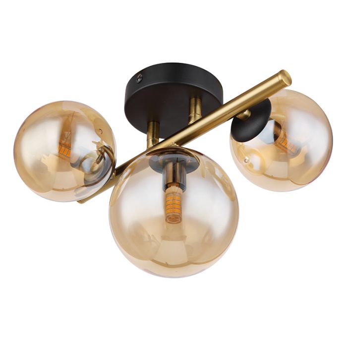 Amberkleurige design plafondlamp glas, Melinda