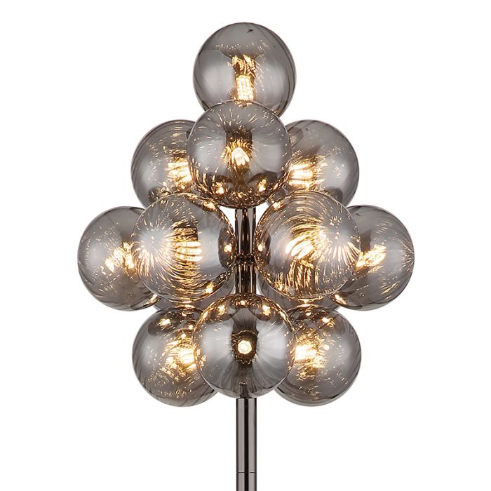 Retro vloerlamp rookglas, Ozan, met schakelaar