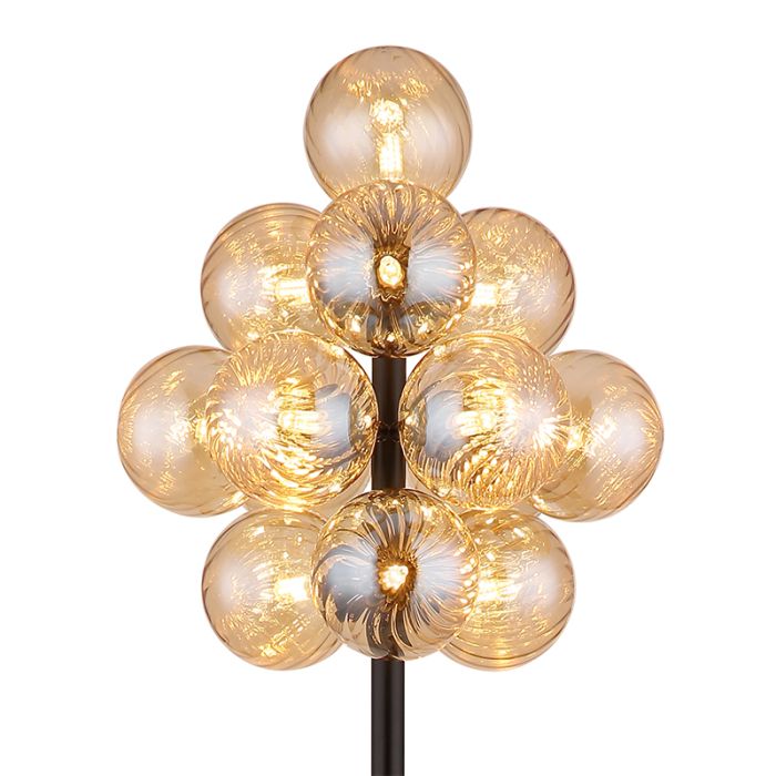 Amberkleurige retro vloerlamp glas, Ozan, met schakelaar