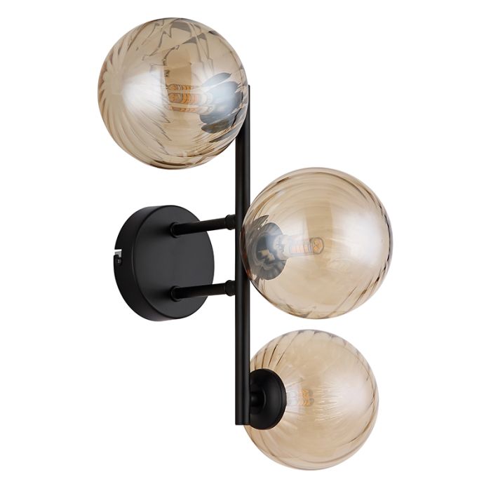 Amberkleurige retro wandlamp glas, Ozan