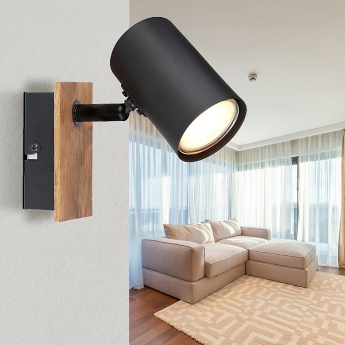 Zwarte moderne wandspot metaal, Philomena