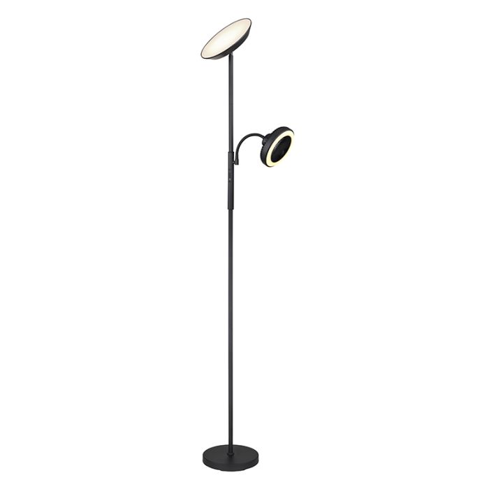 Zwarte vloerlamp met ventilator, Raimond, 20W, warm tot koud wit verstelbare LED, met touchdimmer