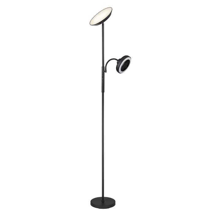 Zwarte vloerlamp met ventilator, Raimond, 20W, warm tot koud wit verstelbare LED, met touchdimmer