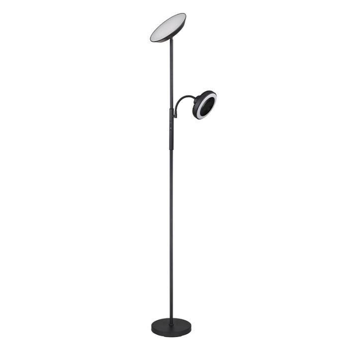 Zwarte vloerlamp met ventilator, Raimond, 20W, warm tot koud wit verstelbare LED, met touchdimmer