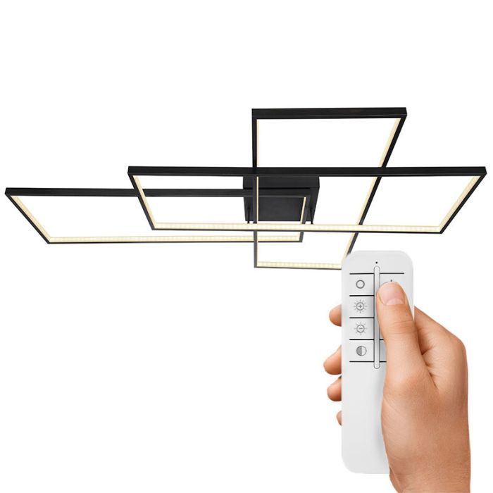 Moderne plafonnière Terri, zwart, metaal, warm tot koud wit verstelbare LED