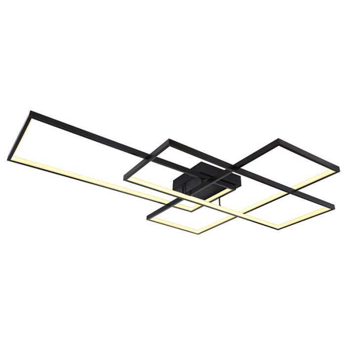 Moderne plafonnière Terri, zwart, metaal, warm tot koud wit verstelbare LED
