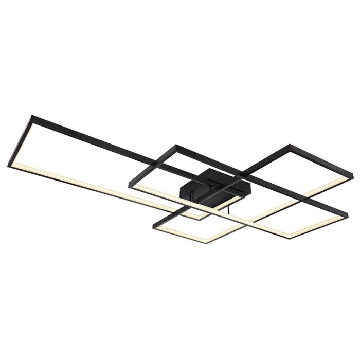 Moderne plafonnière Terri, zwart, metaal, warm tot koud wit verstelbare LED