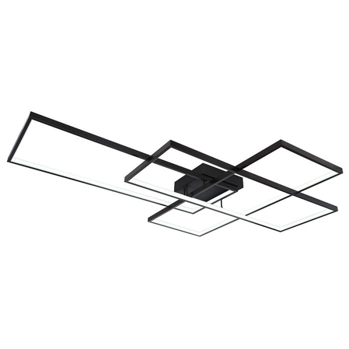 Moderne plafonnière Terri, zwart, metaal, warm tot koud wit verstelbare LED
