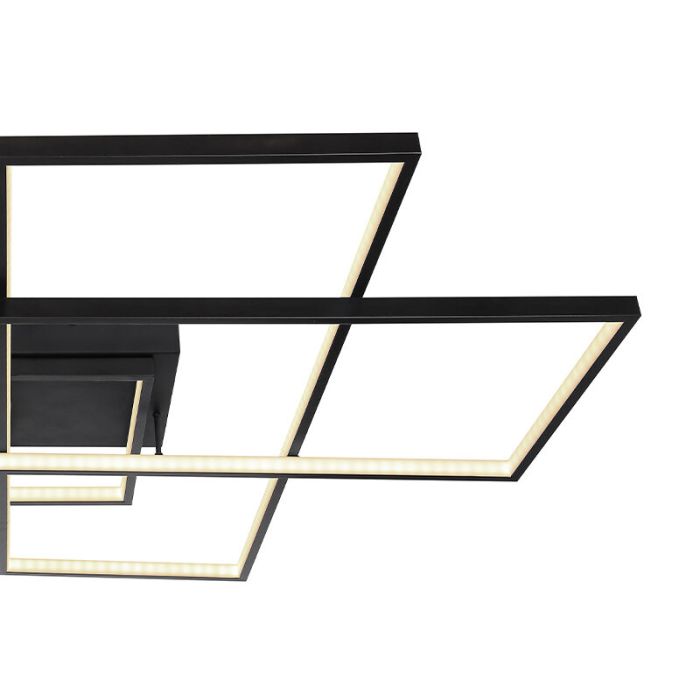 Moderne plafonnière Terri, zwart, metaal, warm tot koud wit verstelbare LED