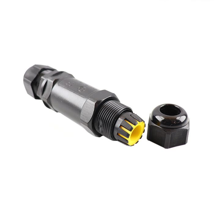 Zwarte Waterdichte kabelkoppeling IP68, max 3 x 1,5mm