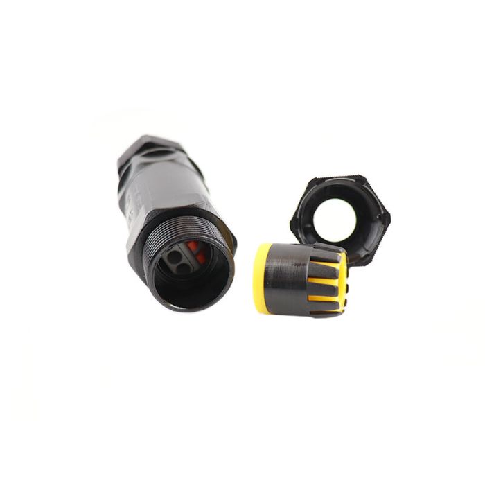 Zwarte Waterdichte kabelkoppeling IP68, max 3 x 1,5mm