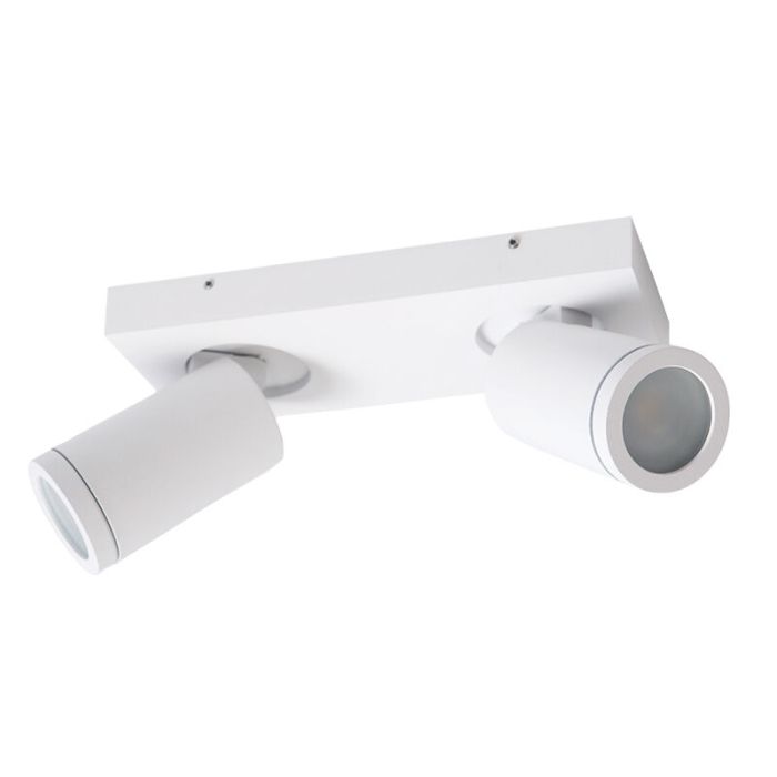 Witte badkamer plafondspot Kenan, 2L, IP44