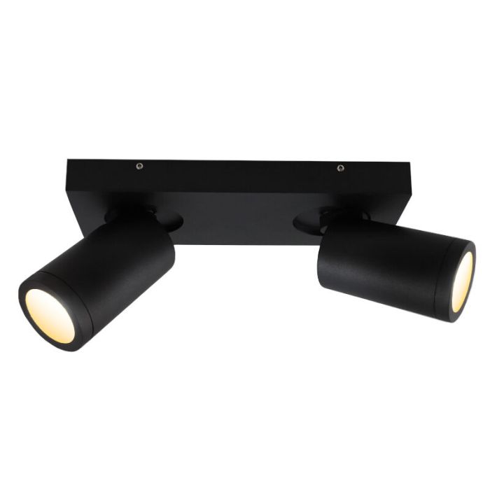 Zwarte badkamer plafondspot Kenan, 2L, IP44