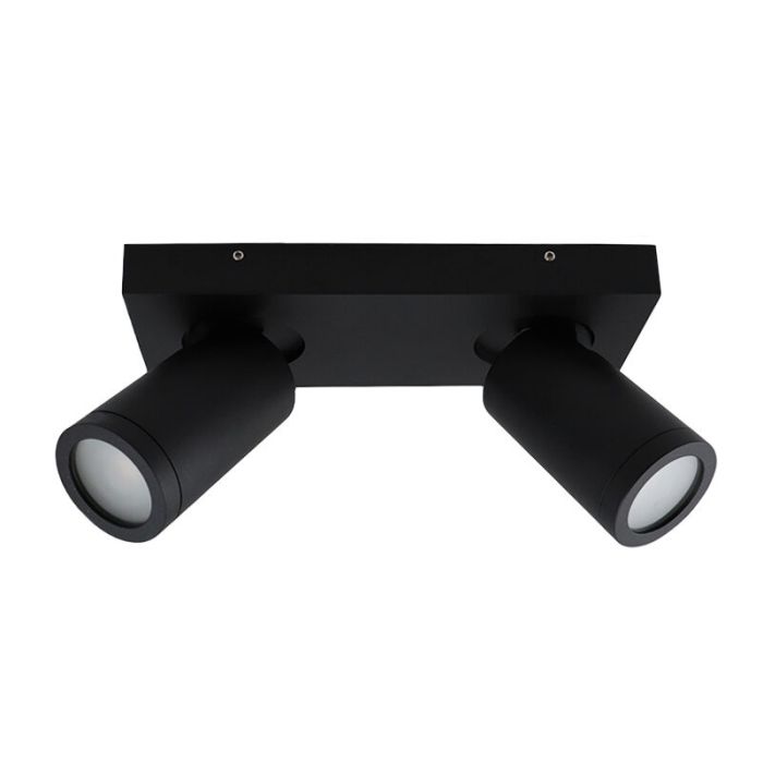 Zwarte badkamer plafondspot Kenan, 2L, IP44