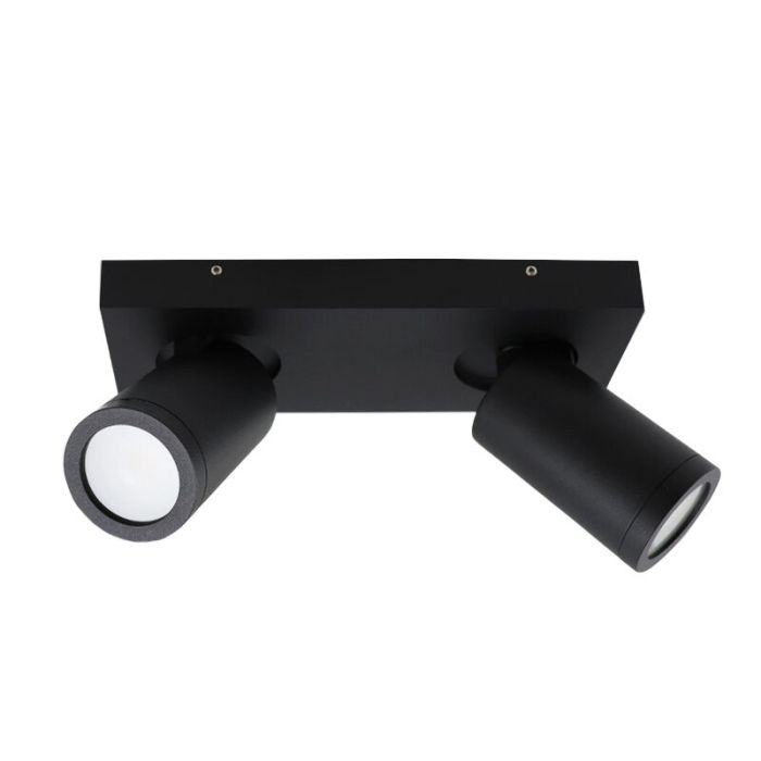 Zwarte badkamer plafondspot Kenan, 2L, IP44