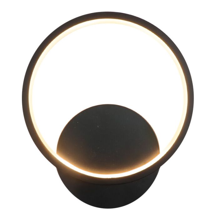 Zwarte wandlamp Clay, aluminium, rond, 12w, 2700K LED