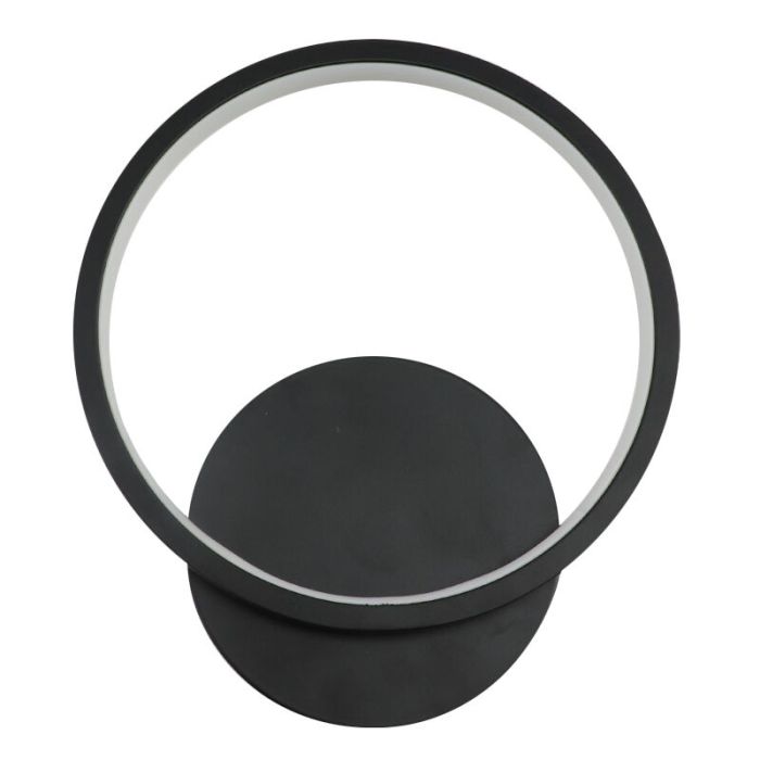 Zwarte wandlamp Clay, aluminium, rond, 12w, 2700K LED