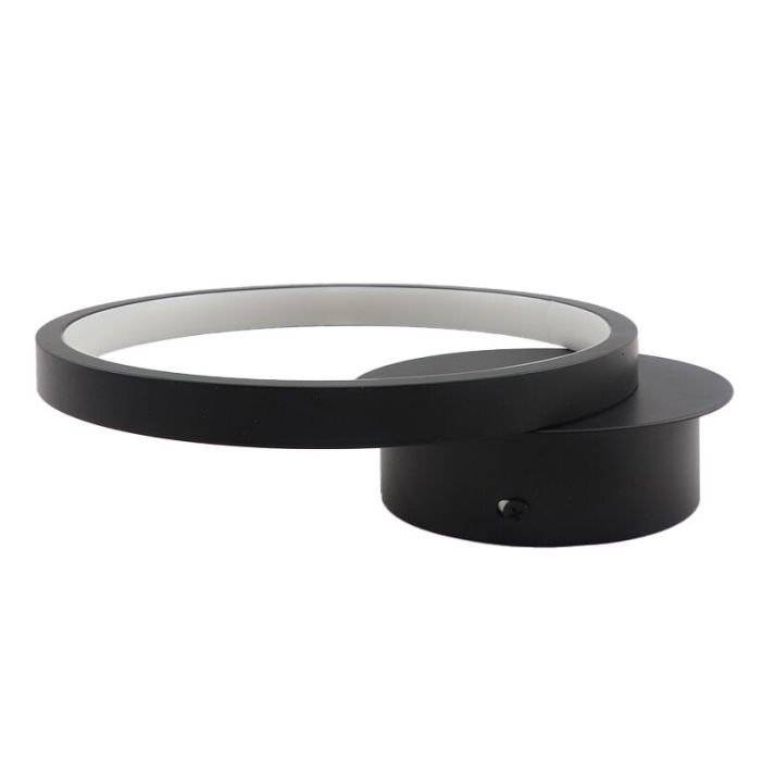 Zwarte wandlamp Clay, aluminium, rond, 12w, 2700K LED