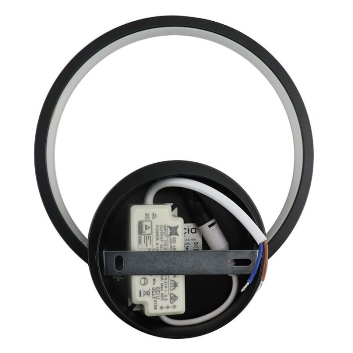 Zwarte wandlamp Clay, aluminium, rond, 12w, 2700K LED