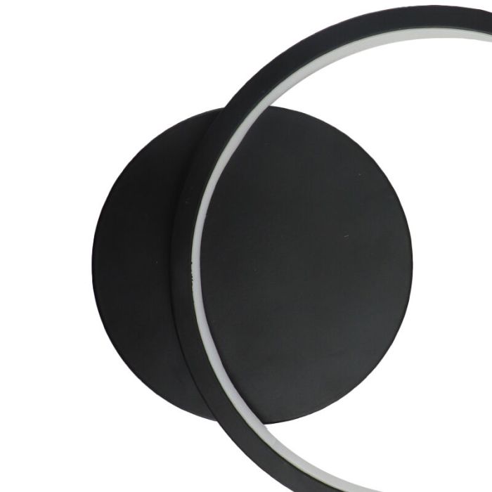 Zwarte wandlamp Clay, aluminium, rond, 12w, 2700K LED