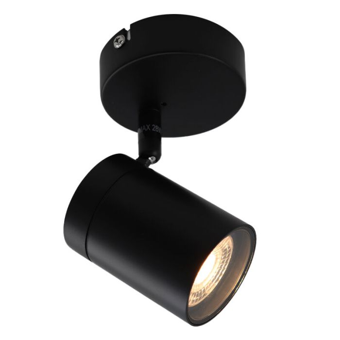 Zwarte plafondspot Ciara, aluminium, modern, IP44