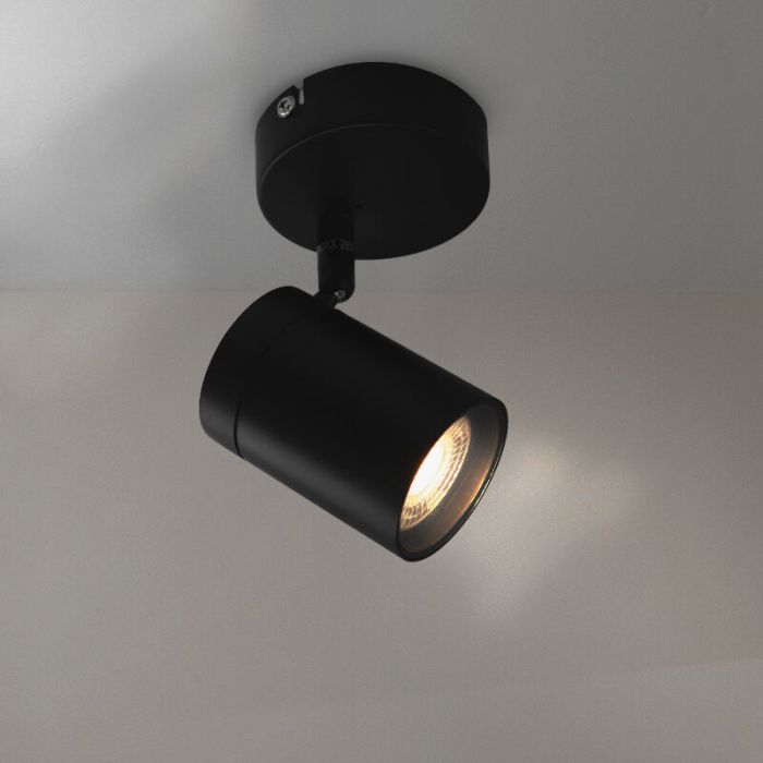 Zwarte plafondspot Ciara, aluminium, modern, IP44